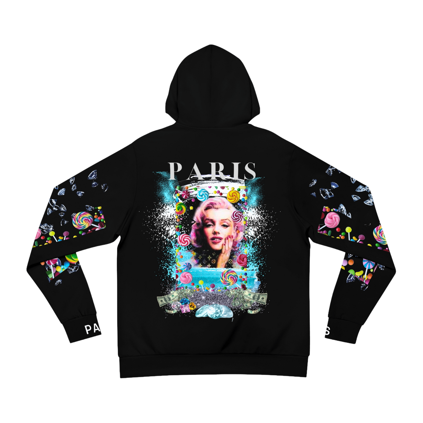 Marilyn Monroe VINTAGE Luscious Paris BLACK Designer Luxury Style Streetwear Sneaker Head Hoodie -Timeless Collection