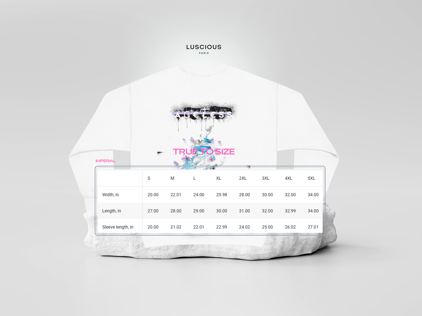 Luscious Paris Ageless Cotton Candy Designer Crewneck Luxury Streetwear Off-White Style Timeless Sweater