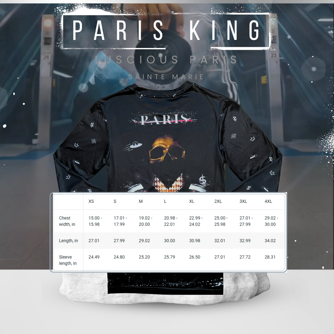 New LAVISH IN PARIS King Luxury Style BLK Luxury Long-Sleeve Streetwear Fashion Shirt