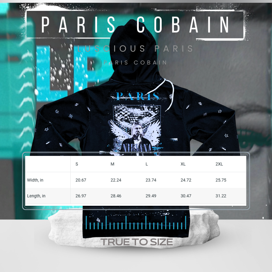 Paris Cobain Designer Luscious Paris V Series Streetwear Vintage Nirvana Style Fashion Hoodie