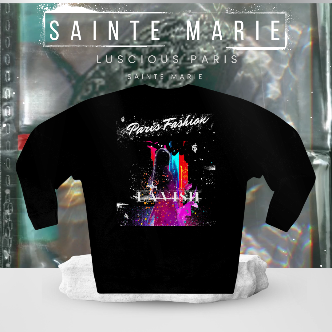 Sainte Marie-Luscious Paris Luxury Style Black Crewneck Designer Streetwear Fashion Sweatshirt