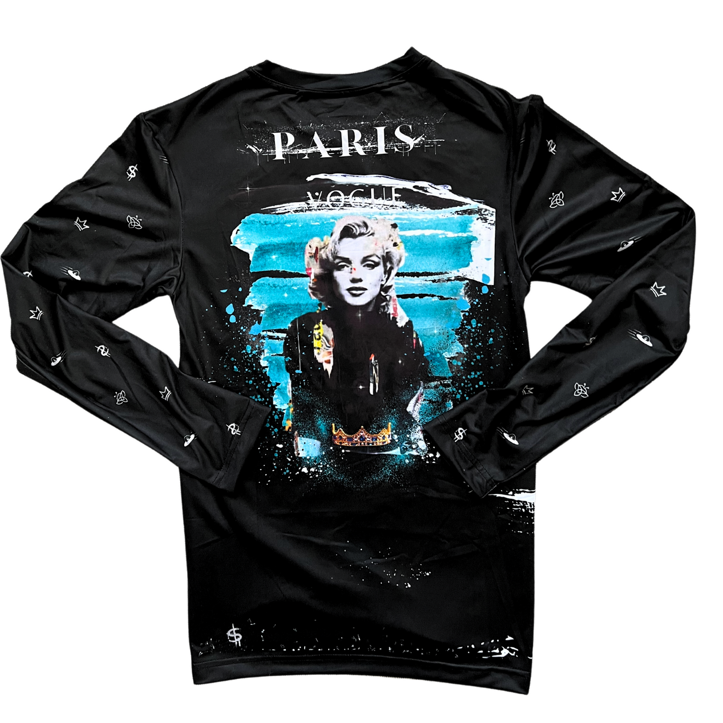 NEW-Lavish Marilyn Monroe Black Designer Long-Sleeve Style Luscious Paris Streetwear Luxury Vintage Fashion Shirt-Lavish Collection