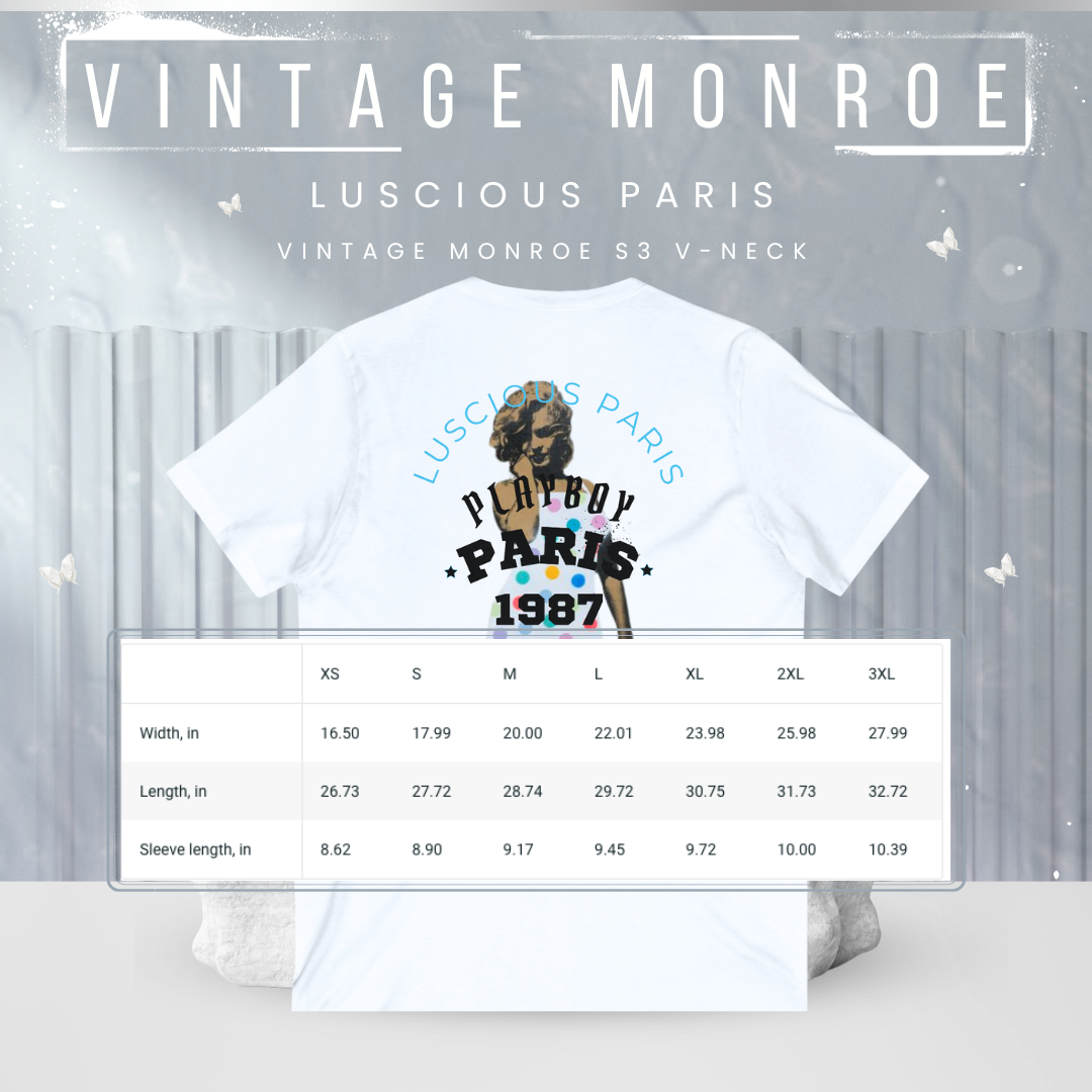 Vintage Monroe S3- Designer Off White V-Neck Streetwear Fashion Style T-Shirt By Luscious Paris