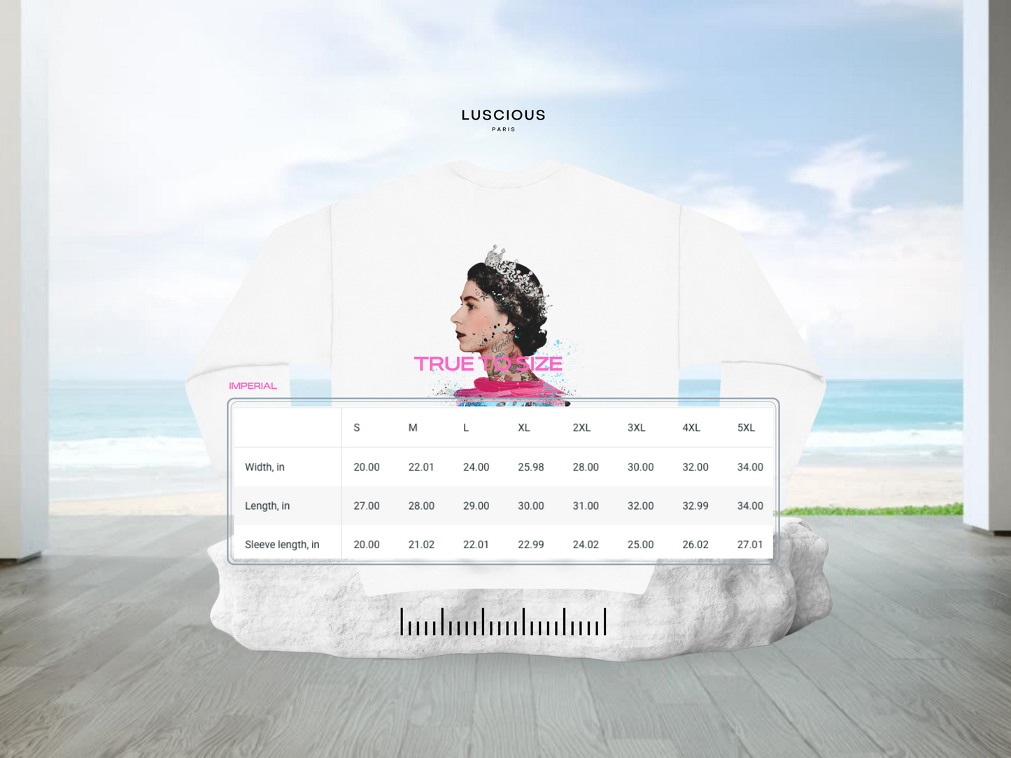 ROYAL REIGN Vintage Designer White Crewneck Style Luscious Paris Streetwear Fashion Luxury Sweatshirt -Timeless Collection