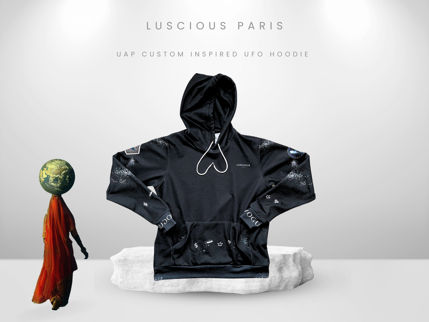 UAP 2 VOGUE Style VOGUE Inspired Designer Luscious Paris Luxury V2 Painted Style Streetwear UFO Hoodie