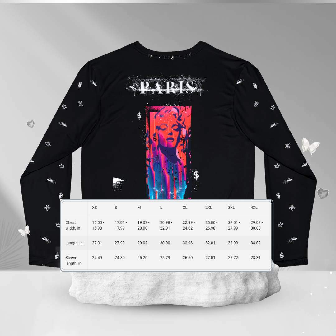 MARILYN MONROE Luscious Paris Lavish Designer Black Long Sleeve Luxury Designer Streetwear Fashion Style Shirt