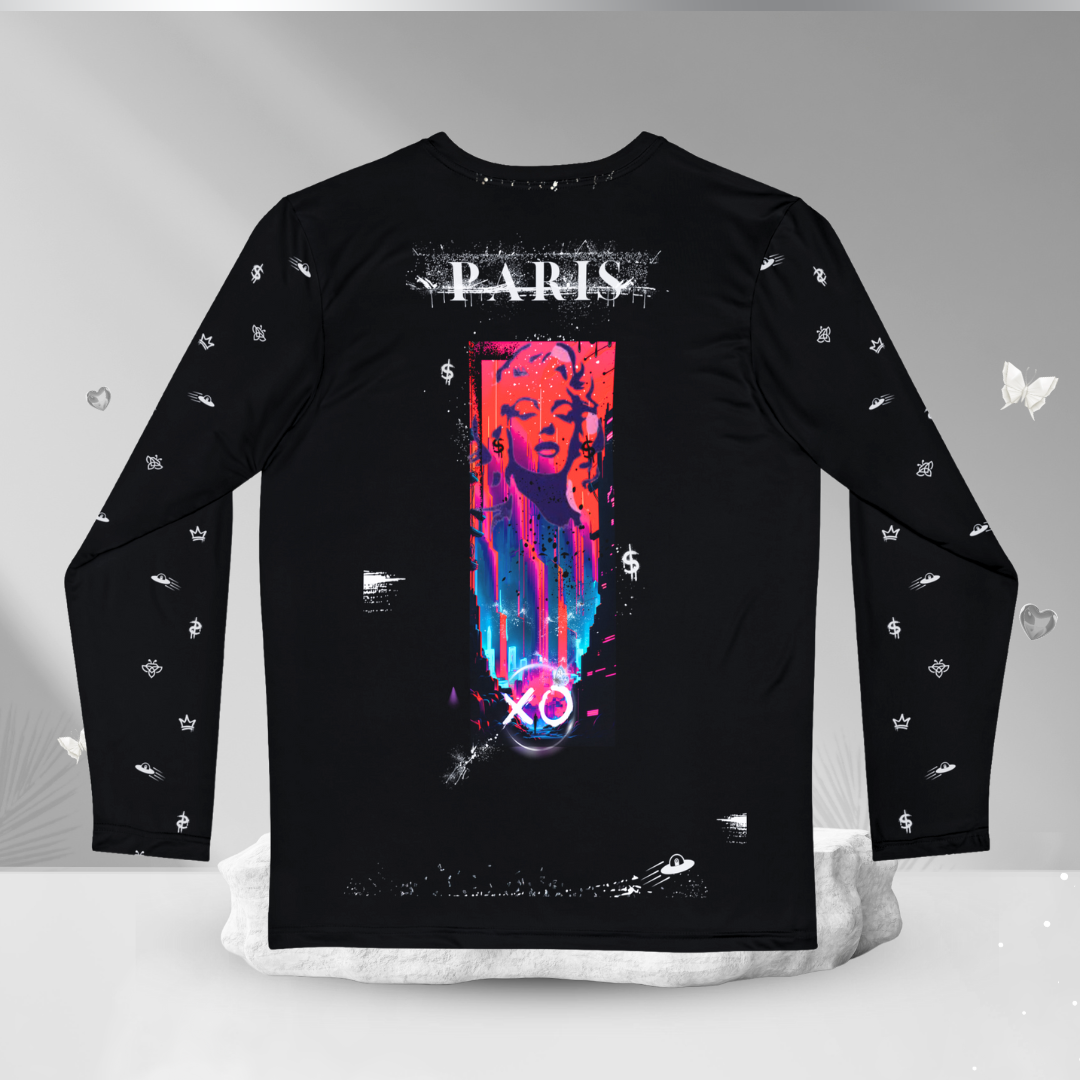 MARILYN MONROE Luscious Paris Lavish Designer Black Long Sleeve Luxury Designer Streetwear Fashion Style Shirt