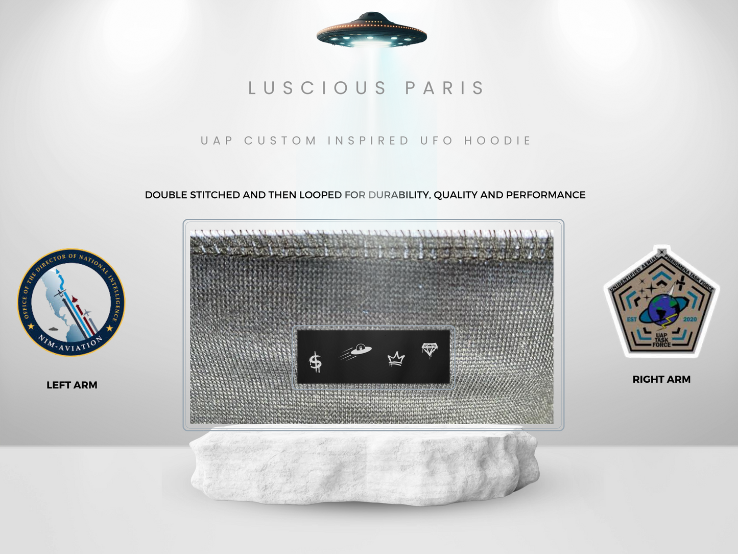 UAP 2 VOGUE Style VOGUE Inspired Designer Luscious Paris Luxury V2 Painted Style Streetwear UFO Hoodie