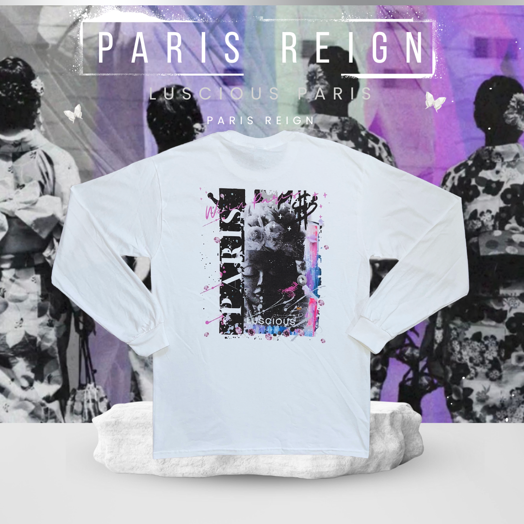 Paris Reign Vintage Style Luscious Paris Luxury Fitted Off White And Grey Designer Long Sleeve Streetwear Fashion Timeless Shirt
