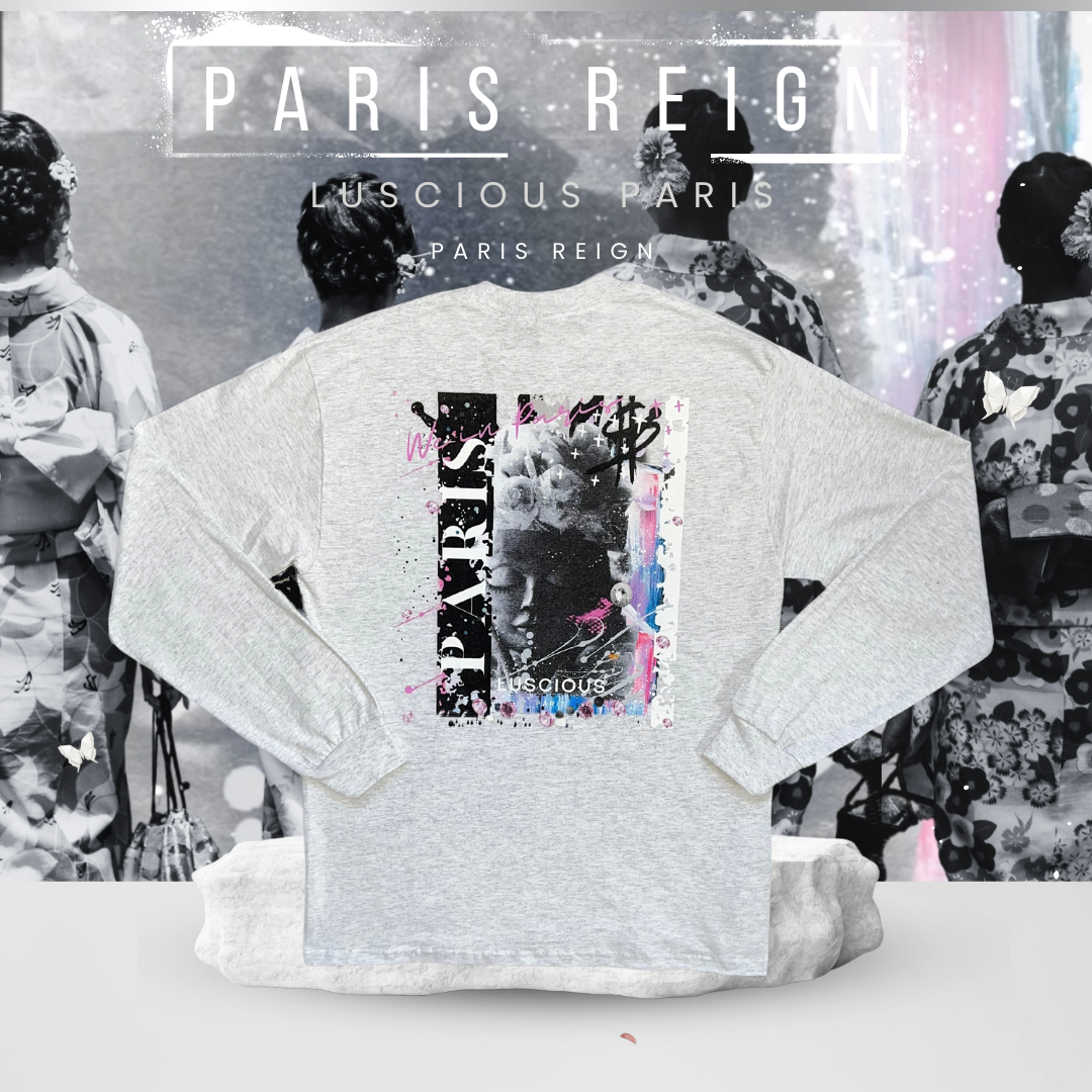 Paris Reign Vintage Style Luscious Paris Luxury Fitted Off White And Grey Designer Long Sleeve Streetwear Fashion Timeless Shirt