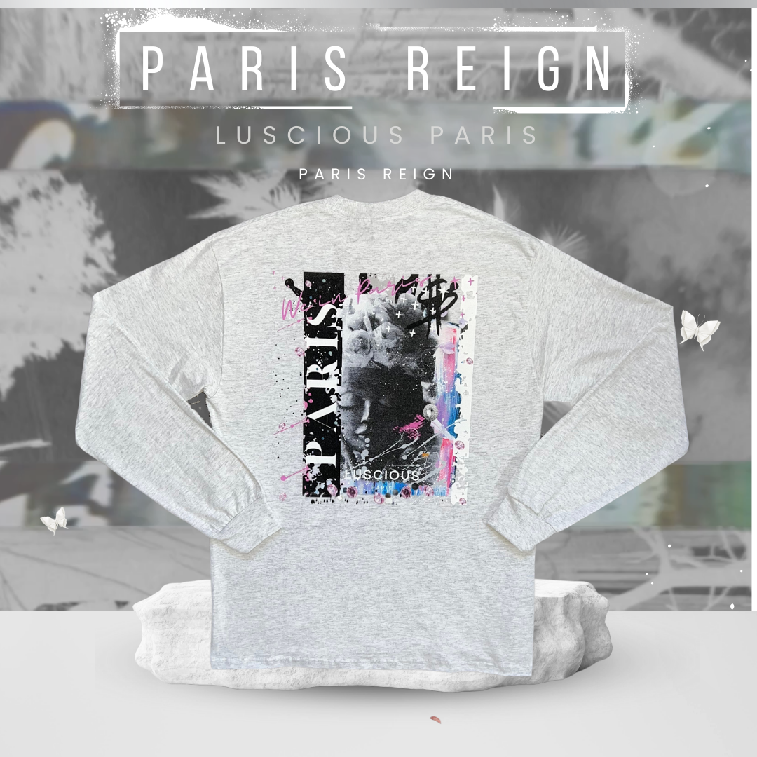 Paris Reign Vintage Style Luscious Paris Luxury Fitted Off White And Grey Designer Long Sleeve Streetwear Fashion Timeless Shirt