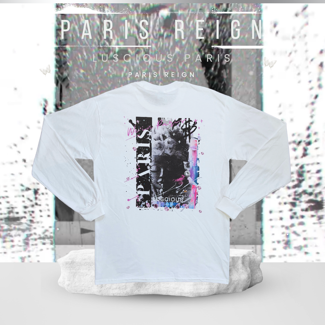Paris Reign Vintage Style Luscious Paris Luxury Fitted Off White And Grey Designer Long Sleeve Streetwear Fashion Timeless Shirt