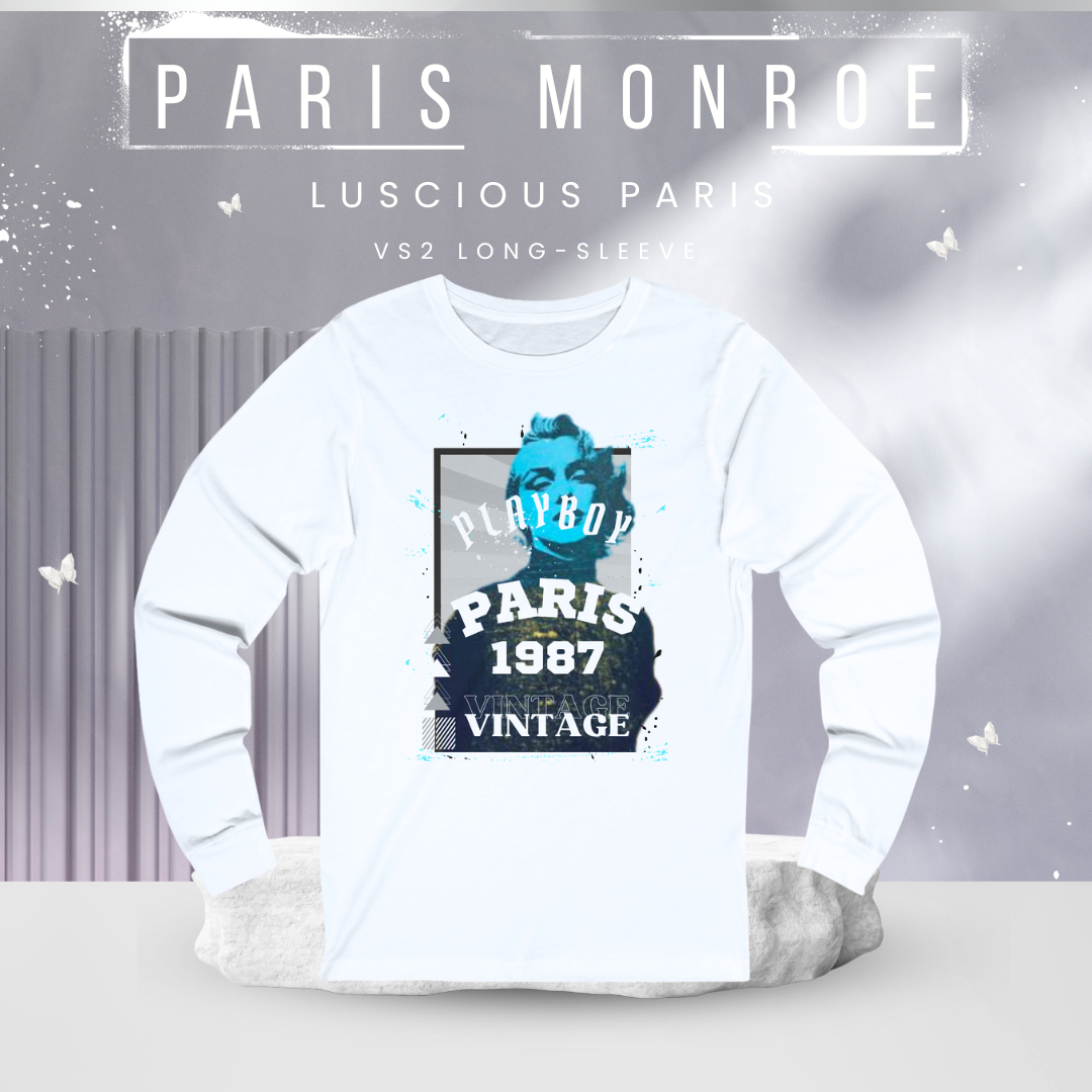 Paris Monroe (VS2)-Vintage Style Luscious Paris Luxury Fitted Off-White Designer Long Sleeve Streetwear Fashion Timeless Shirt