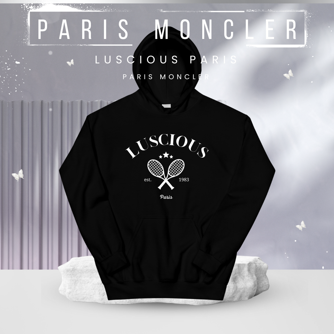 Paris Moncler Black Vintage Crew Tennis Streetwear Style Fashion Designer Hoodie By Luscious Paris