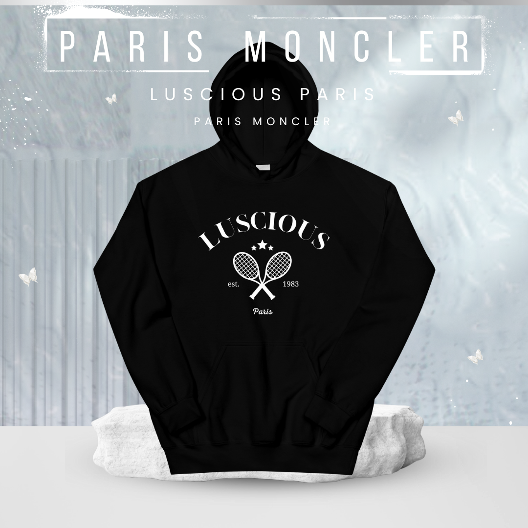 Paris Moncler Black Vintage Crew Tennis Streetwear Style Fashion Designer Hoodie By Luscious Paris