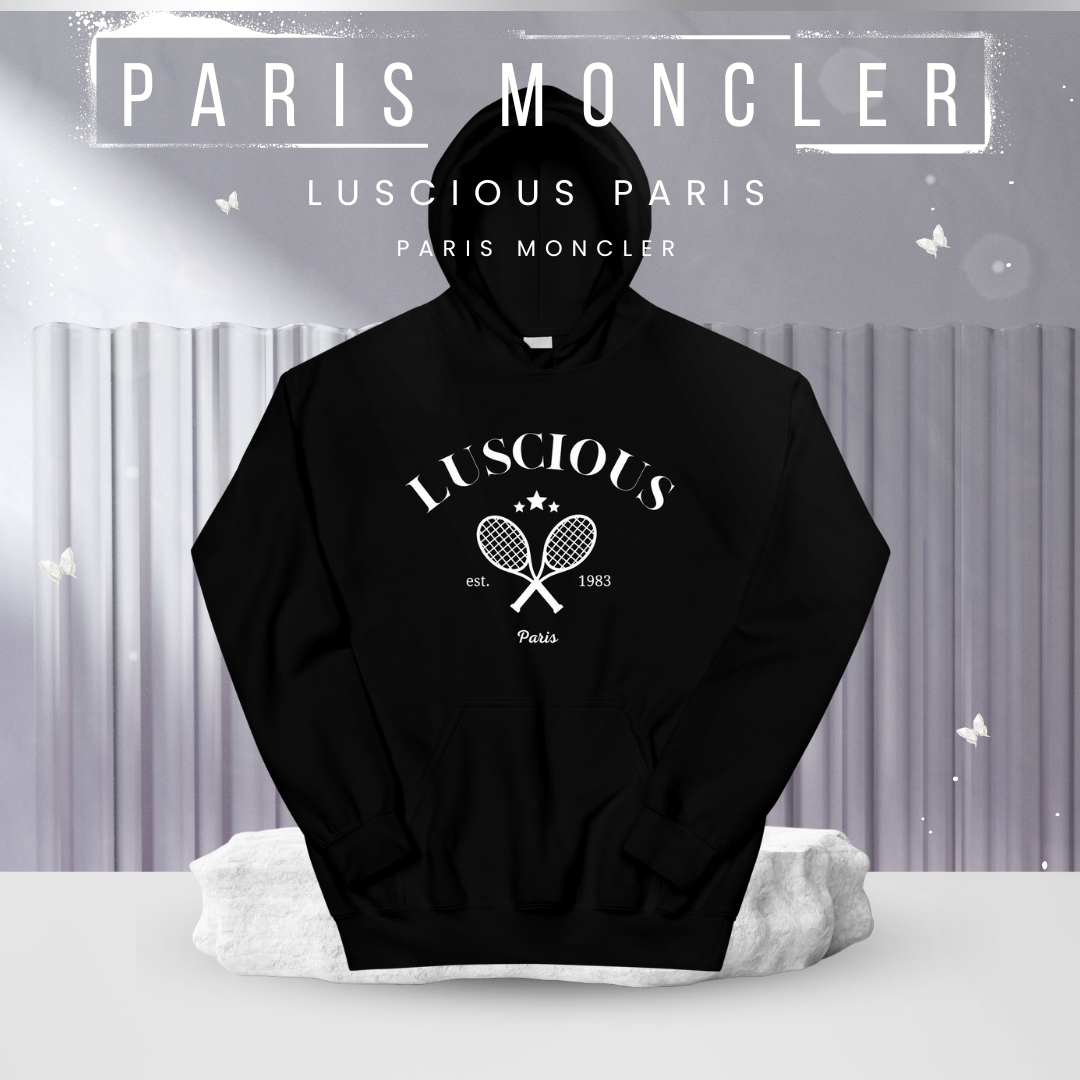 Paris Moncler Black Vintage Crew Tennis Streetwear Style Fashion Designer Hoodie By Luscious Paris