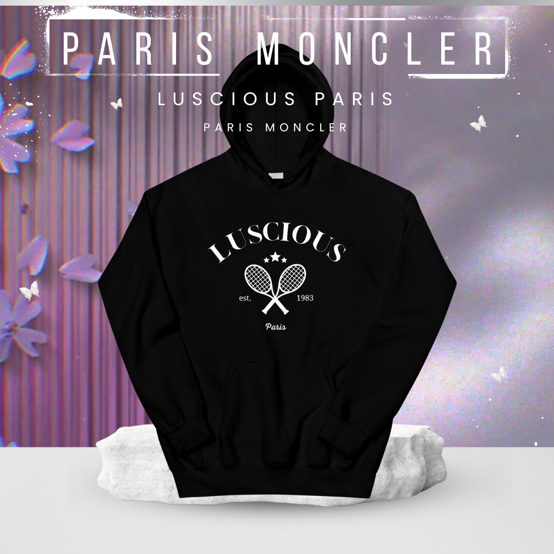 Paris Moncler Black Vintage Crew Tennis Streetwear Style Fashion Designer Hoodie By Luscious Paris