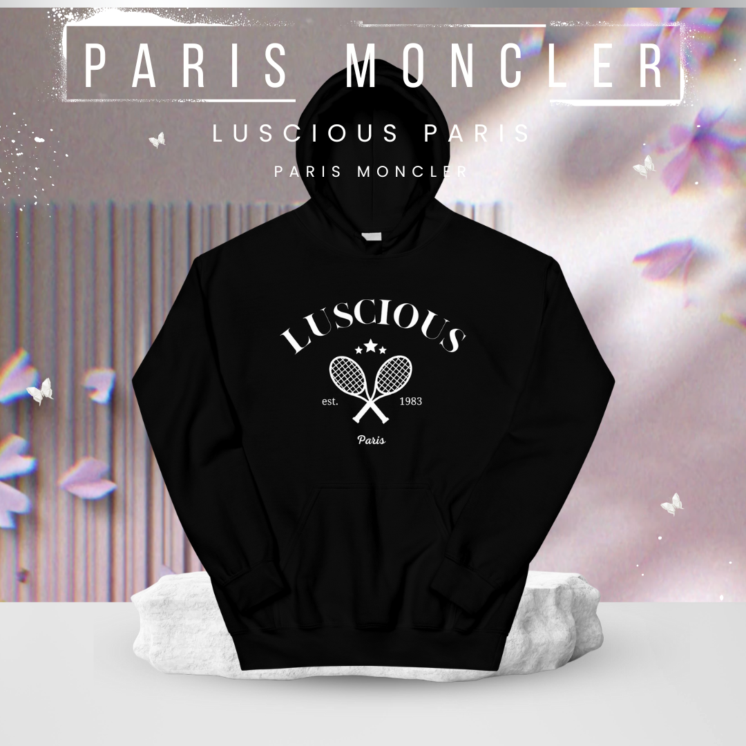 Paris Moncler Black Vintage Crew Tennis Streetwear Style Fashion Designer Hoodie By Luscious Paris