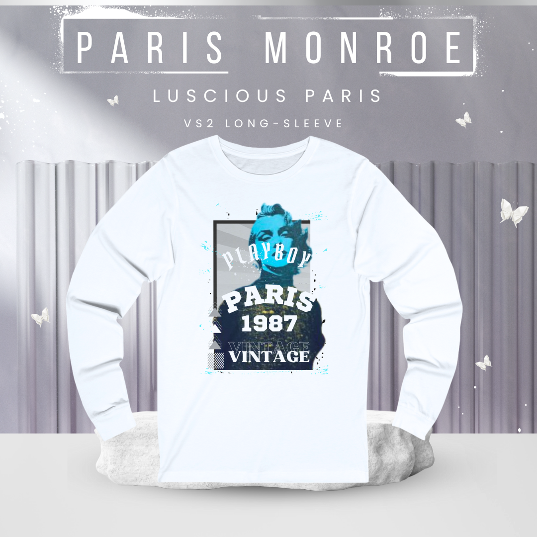 Paris Monroe (VS2)-Vintage Style Luscious Paris Luxury Fitted Off-White Designer Long Sleeve Streetwear Fashion Timeless Shirt