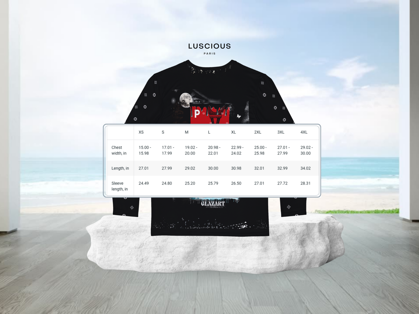 Luscious Paris Glazart Lavish Long Sleeve Designer Style Streetwear Fashion Luxury Shirt