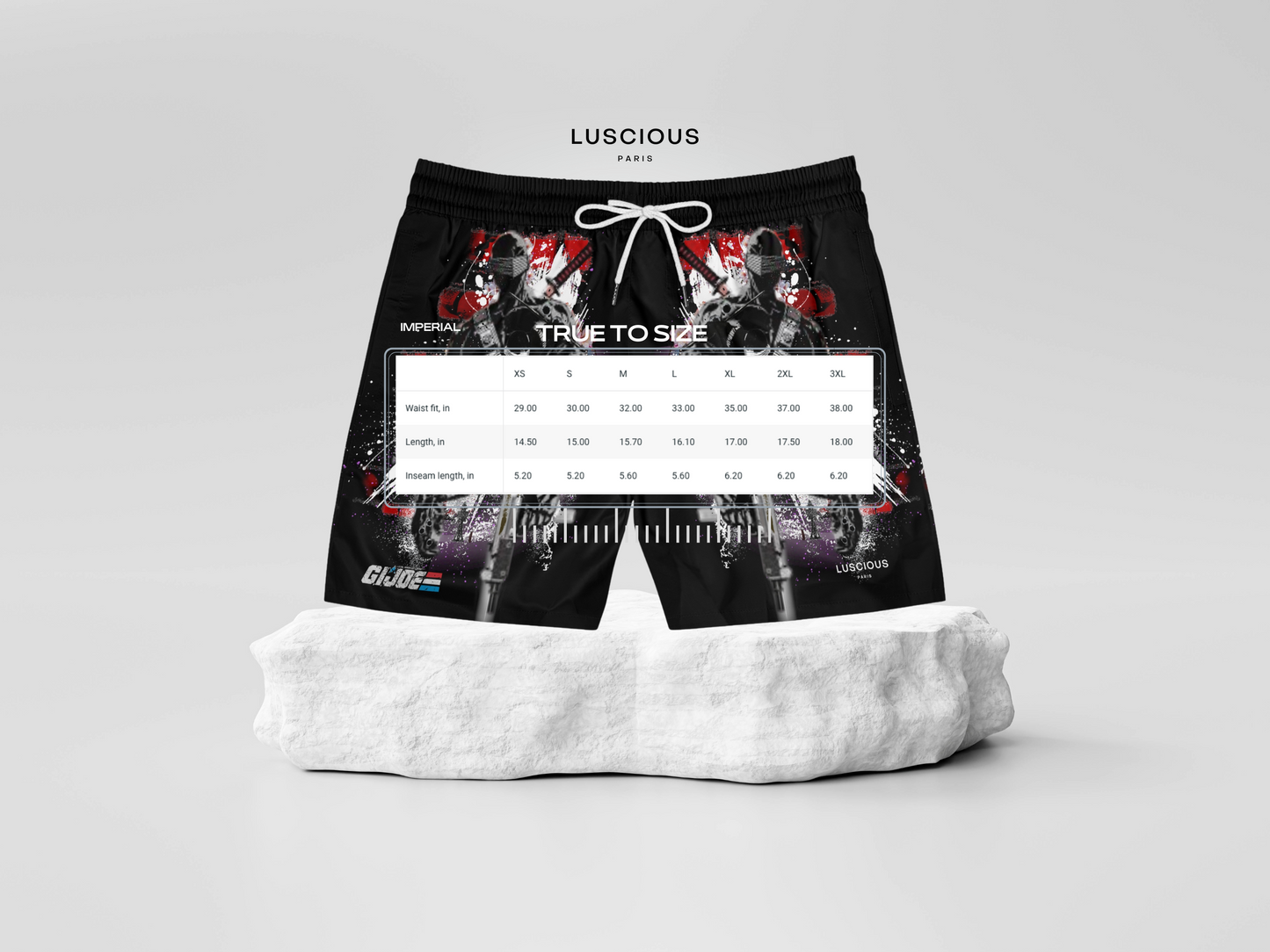 G. I Joe Designer Snake Eyes Luscious Paris Fly-Tech Luxury Style Streetwear V1 Fashion Shorts