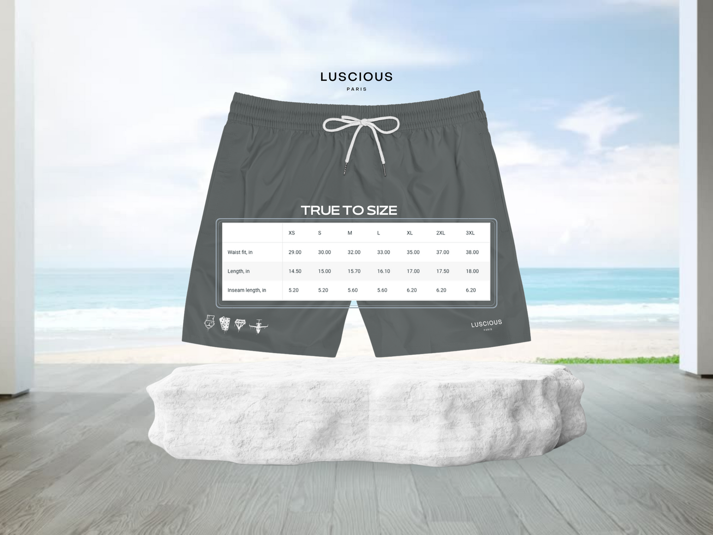 Luscious Paris OG Gray Fly-Tech V1 Designer Streetwear Luxury Style Gray Fashion Shorts