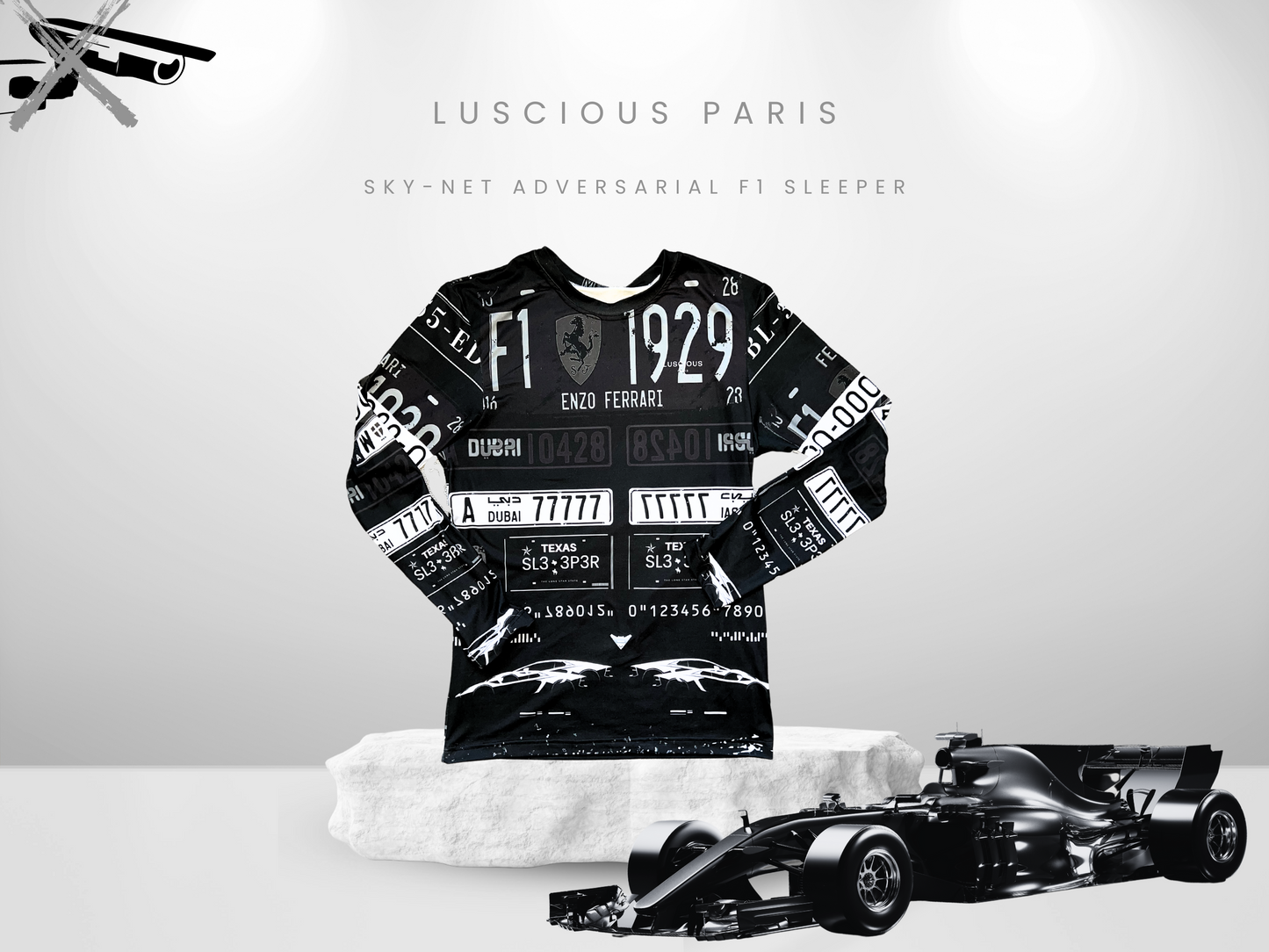 Sky-Net ALPR Adversarial F1 Sleeper- Designer Long-Sleeve Style Luscious Paris Streetwear Luxury Fashion Shirt-Lavish Collection