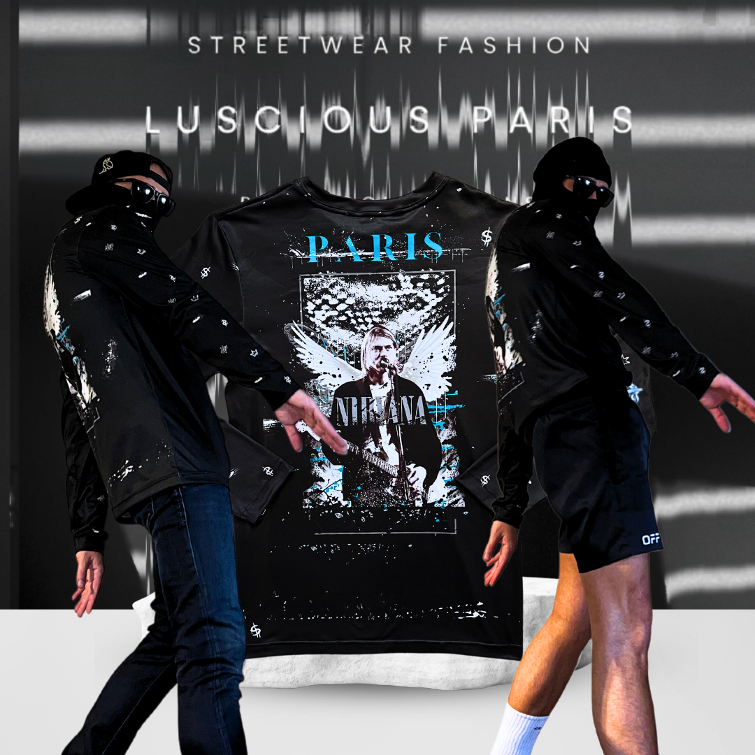 Paris Cobain -Nirvana Inspired Luscious Paris Lavish Designer Long Sleeve Streetwear Fashion Style Chronology Shirt