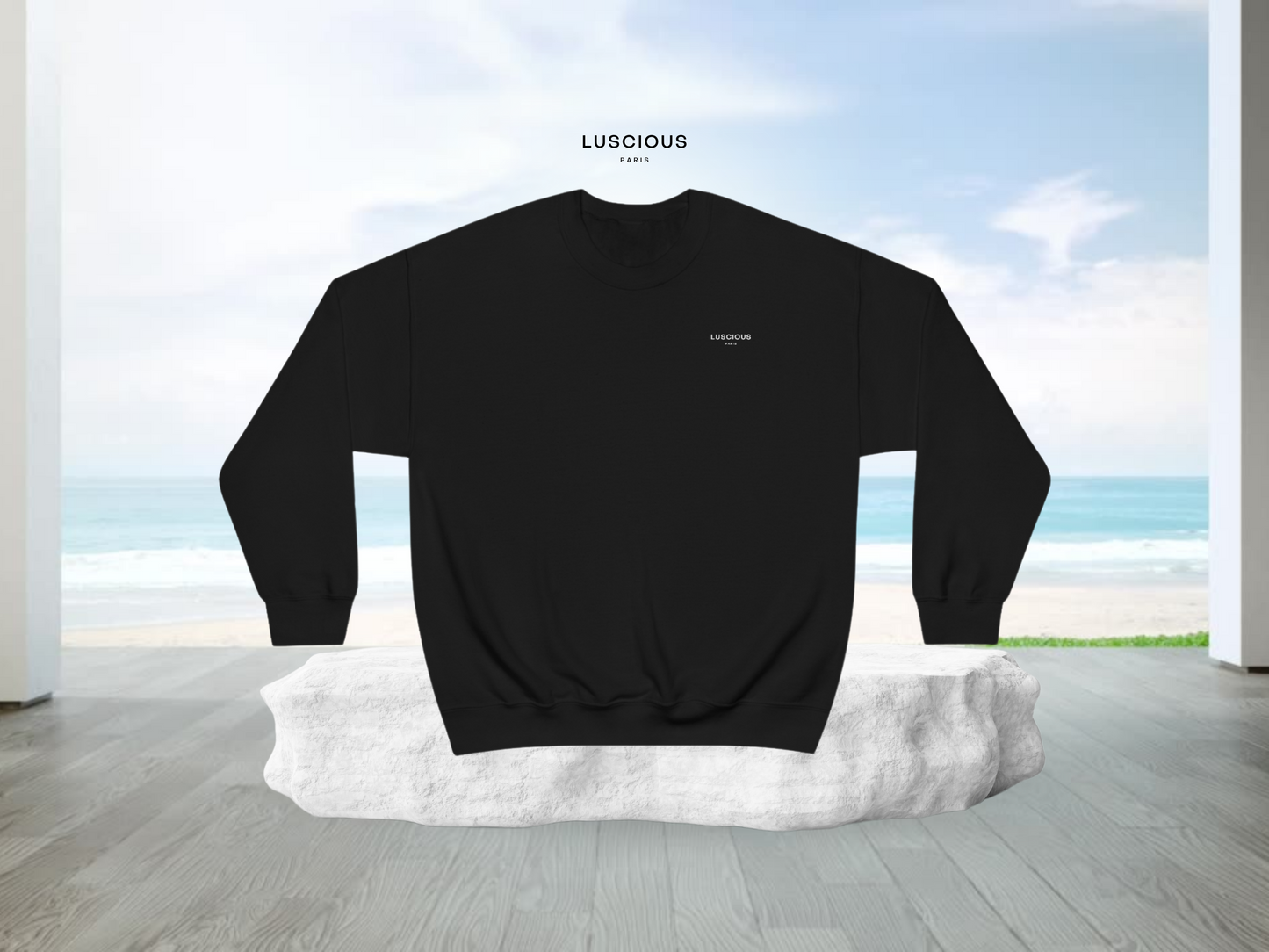 ROYAL REIGN Vintage Designer Black Crewneck Style Luscious Paris Streetwear Fashion Luxury Sweatshirt -Timeless Collection