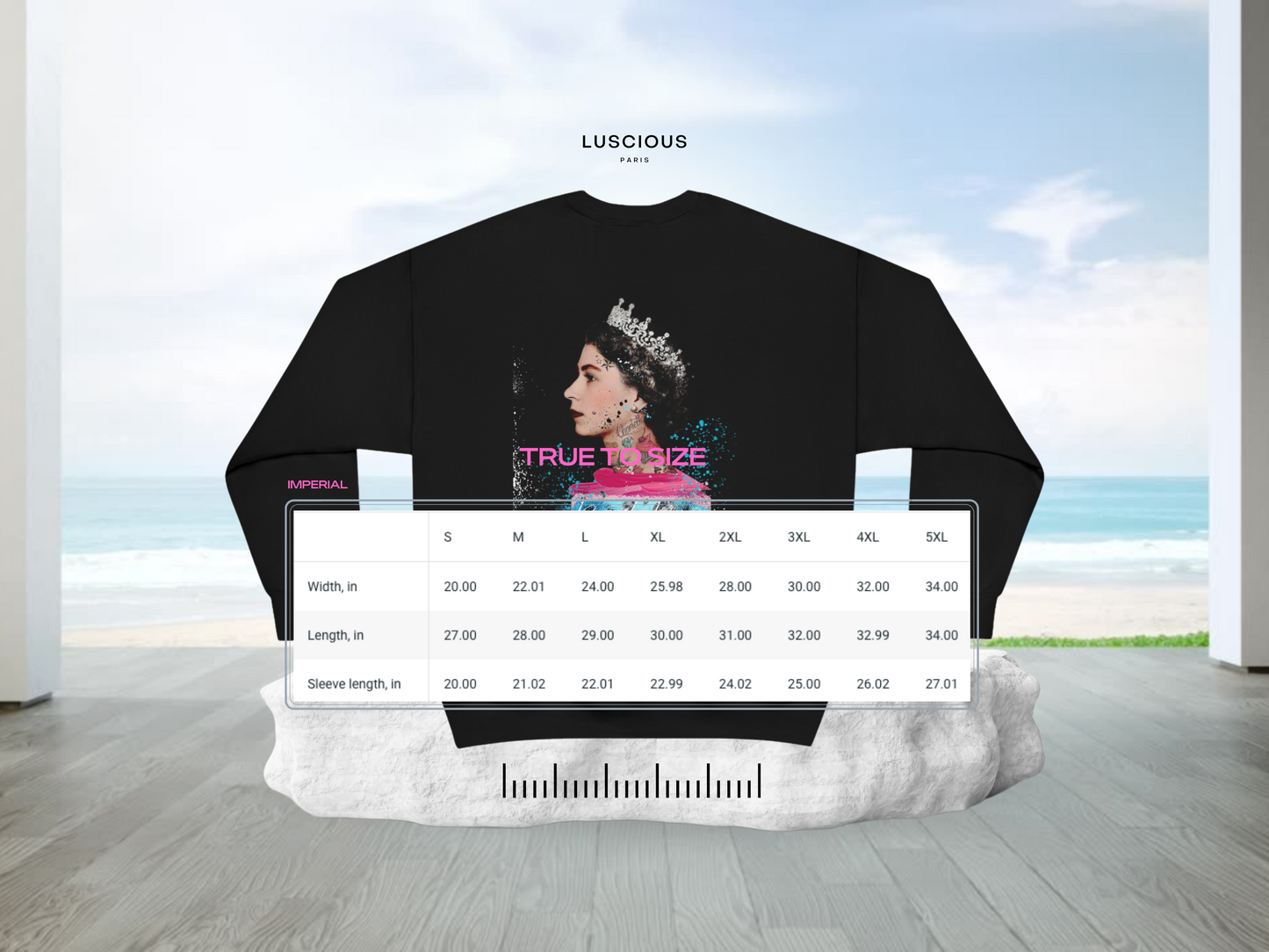 ROYAL REIGN Vintage Designer Black Crewneck Style Luscious Paris Streetwear Fashion Luxury Sweatshirt -Timeless Collection