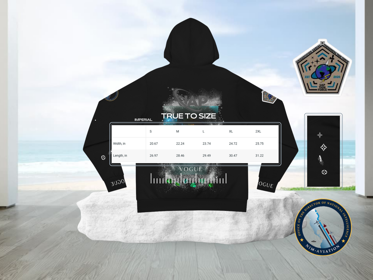 UAP 2 VOGUE Style VOGUE Inspired Designer Luscious Paris Luxury V2 Painted Style Streetwear UFO Hoodie